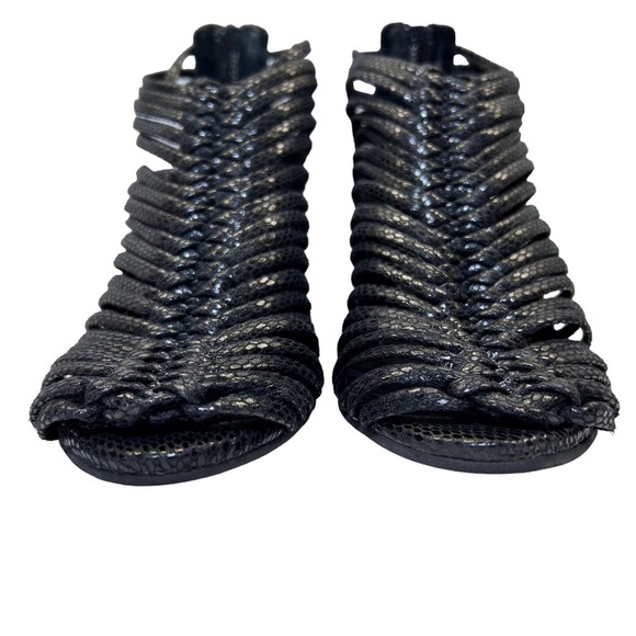 Jeffrey Campbell Ibiza Last Black snake embossed Leather Wedge shoes W Size 6 - Picture 6 of 16